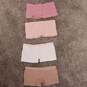 juicy couture underwear, tan, white, pink, and light pink.